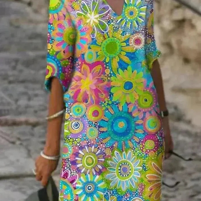 Leila | Vibrant Floral Midi Dress