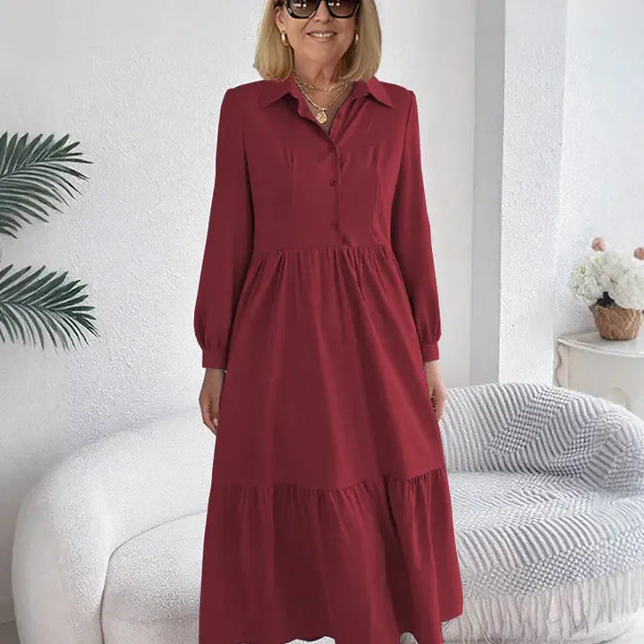 SOPHIA | ELEGANT COMFORT RUFFLE SHIRT DRESS