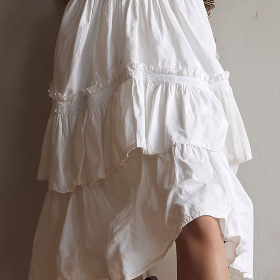 Retro Boho Corset Tiered Midi Dress With Lace-Trim