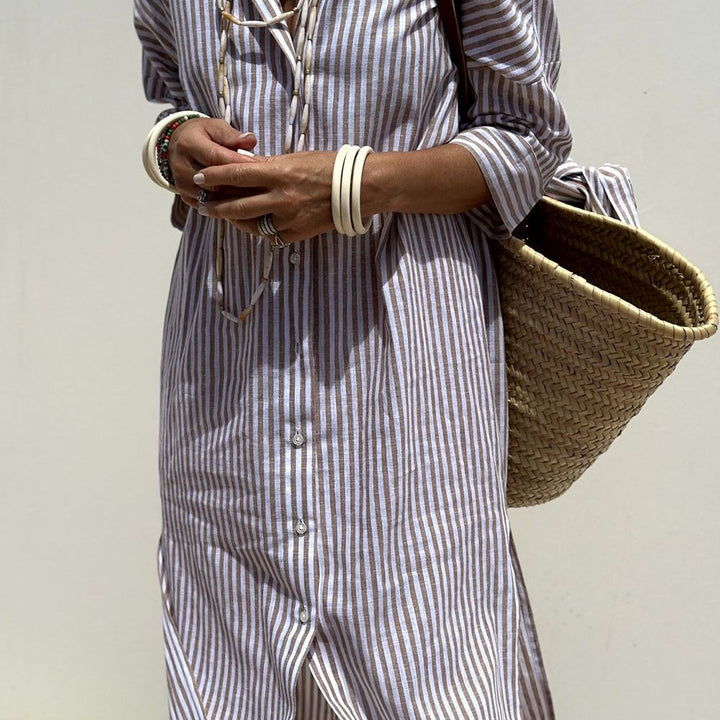 Kelly | Timeless Striped Shirt Dress with Elegant Comfort