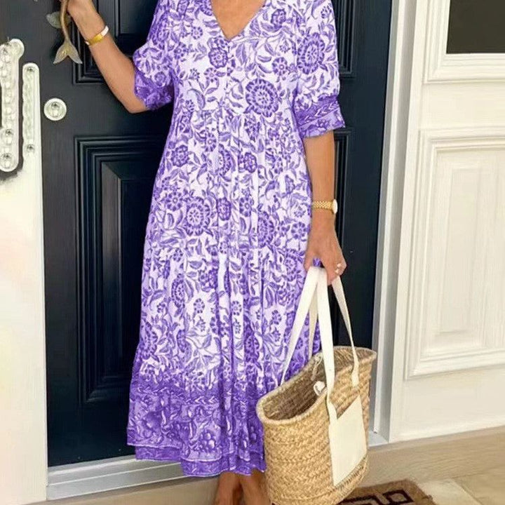 Tallis | Graceful V-Neck Floral Dress