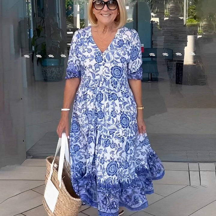 Tallis | Graceful V-Neck Floral Dress
