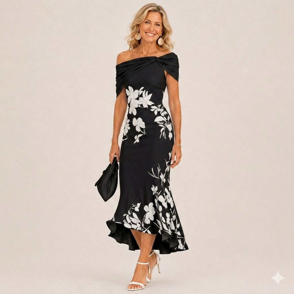 Althea | Floral Contour Midi Dress