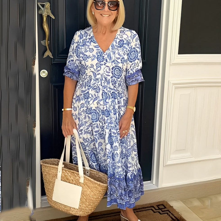 Tallis | Graceful V-Neck Floral Dress