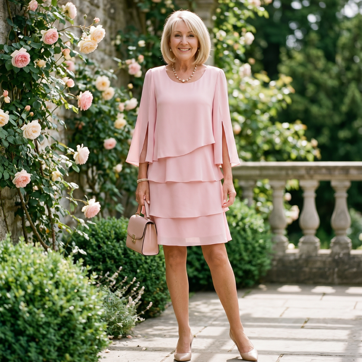Caroline | Elegant Comfort Ruffle Dress