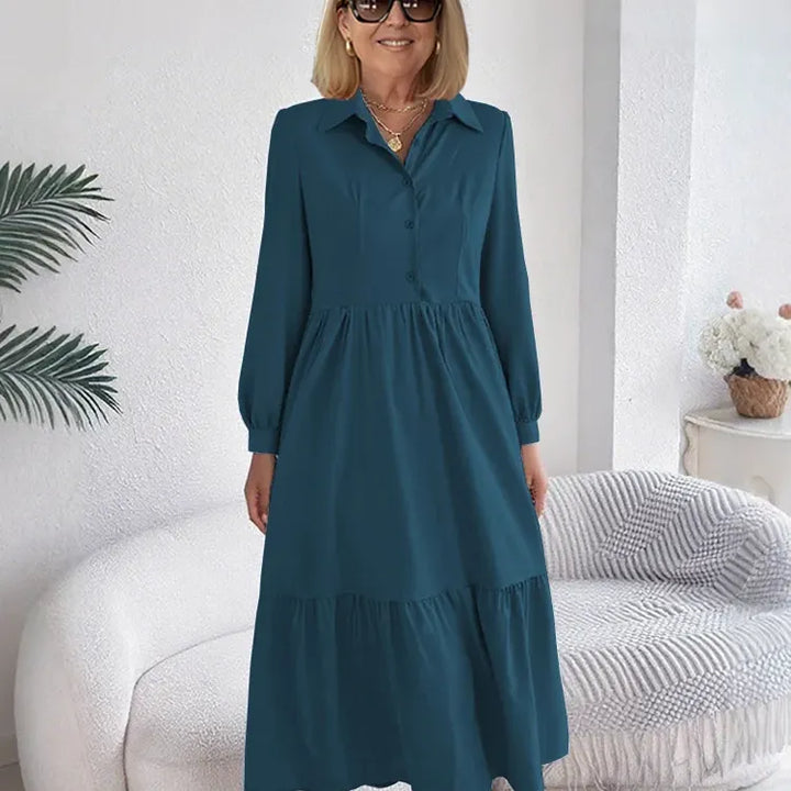 SOPHIA | ELEGANT COMFORT RUFFLE SHIRT DRESS