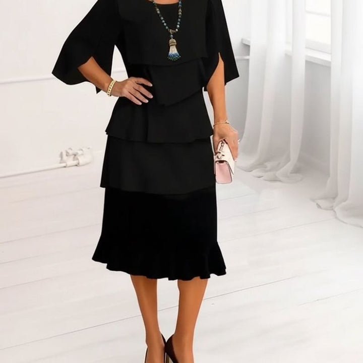 Charlotte™ | Elegant Split-Sleeve Midi Dress