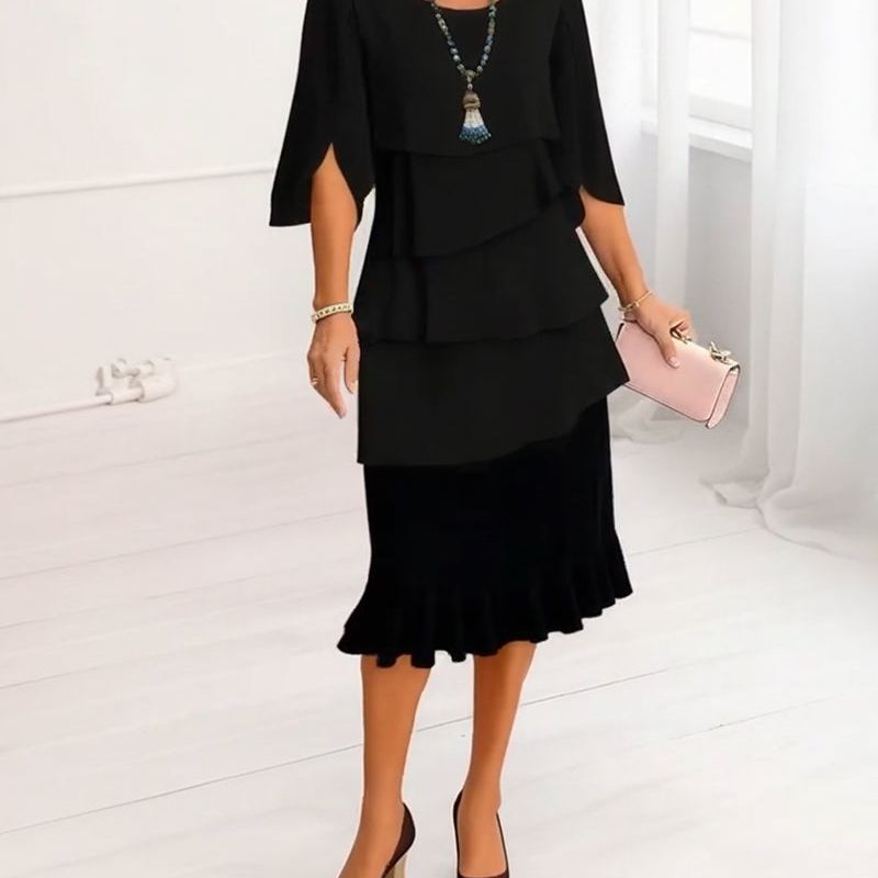 Charlotte™ | Elegant Split-Sleeve Midi Dress
