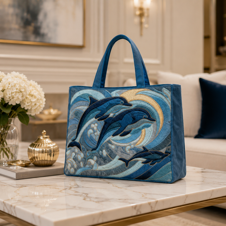 Quilted Tote Bag - Ocean Dolphin
