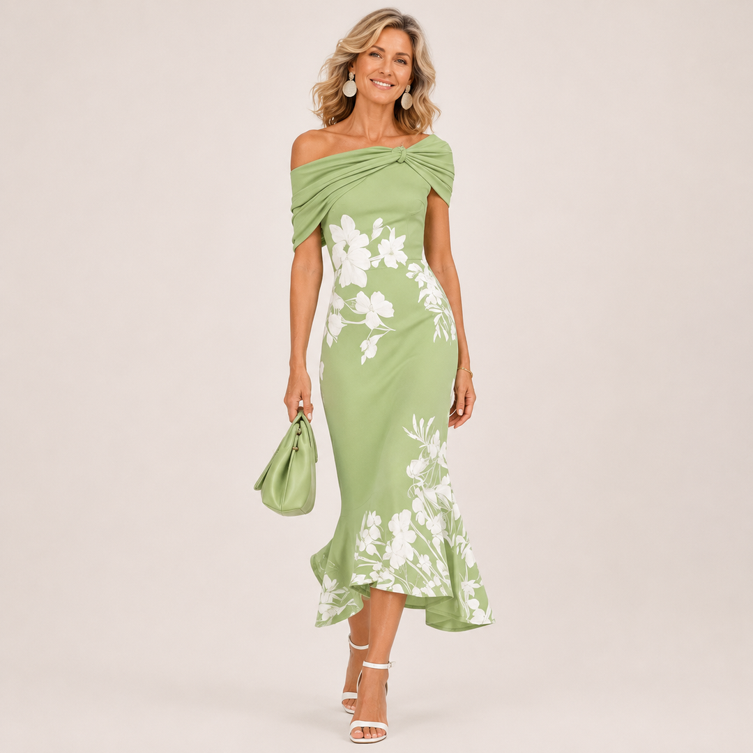 Althea | Floral Contour Midi Dress