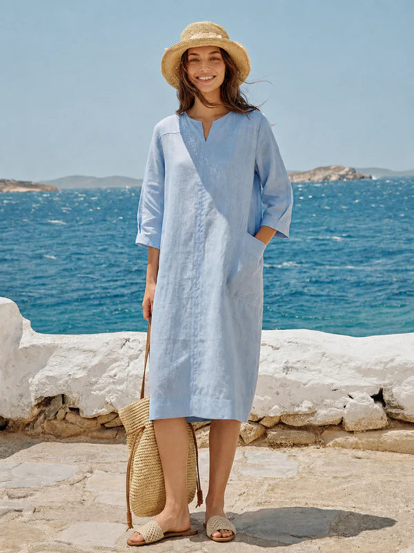 100% Linen Artisan Button Tapered Pants KATHERINE