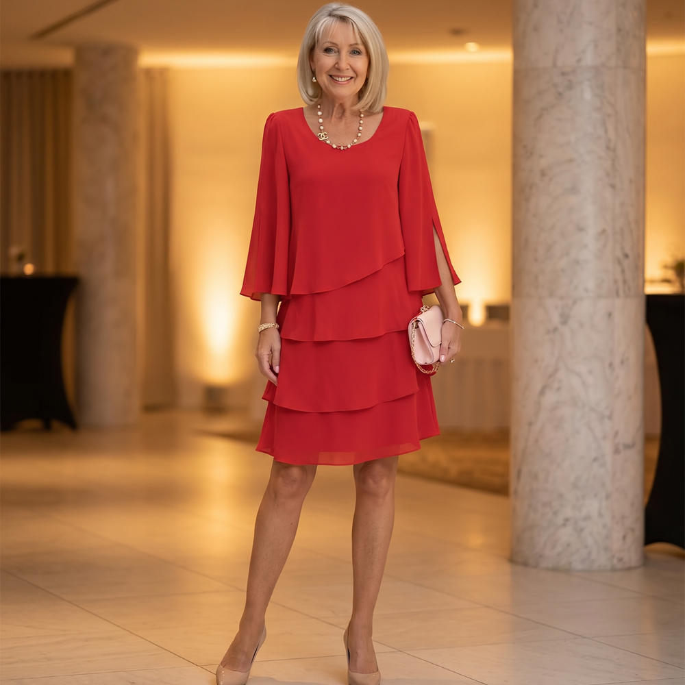 Caroline | Elegant Comfort Ruffle Dress