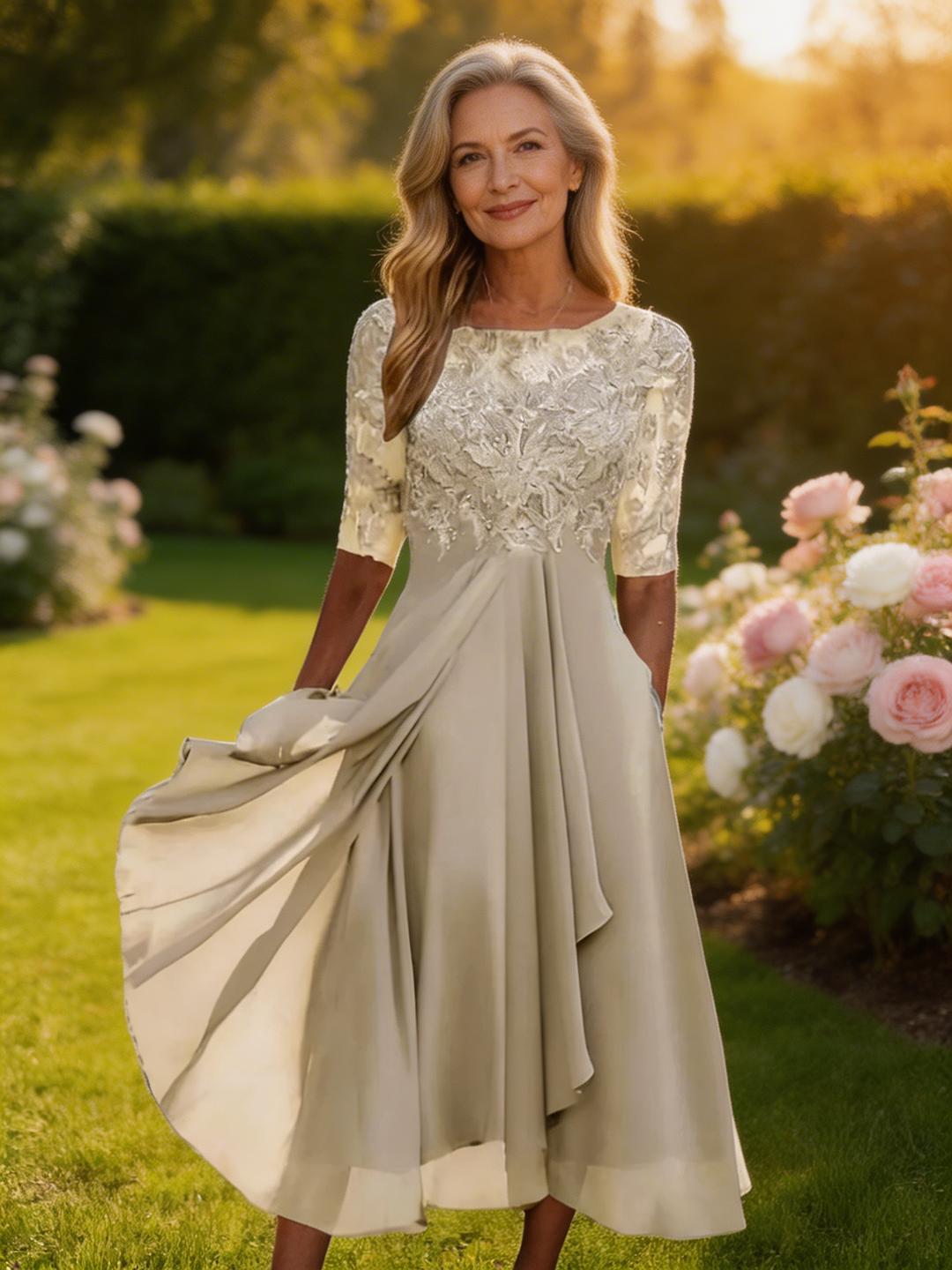 Zaria | The Flattering Lace Midi Dress